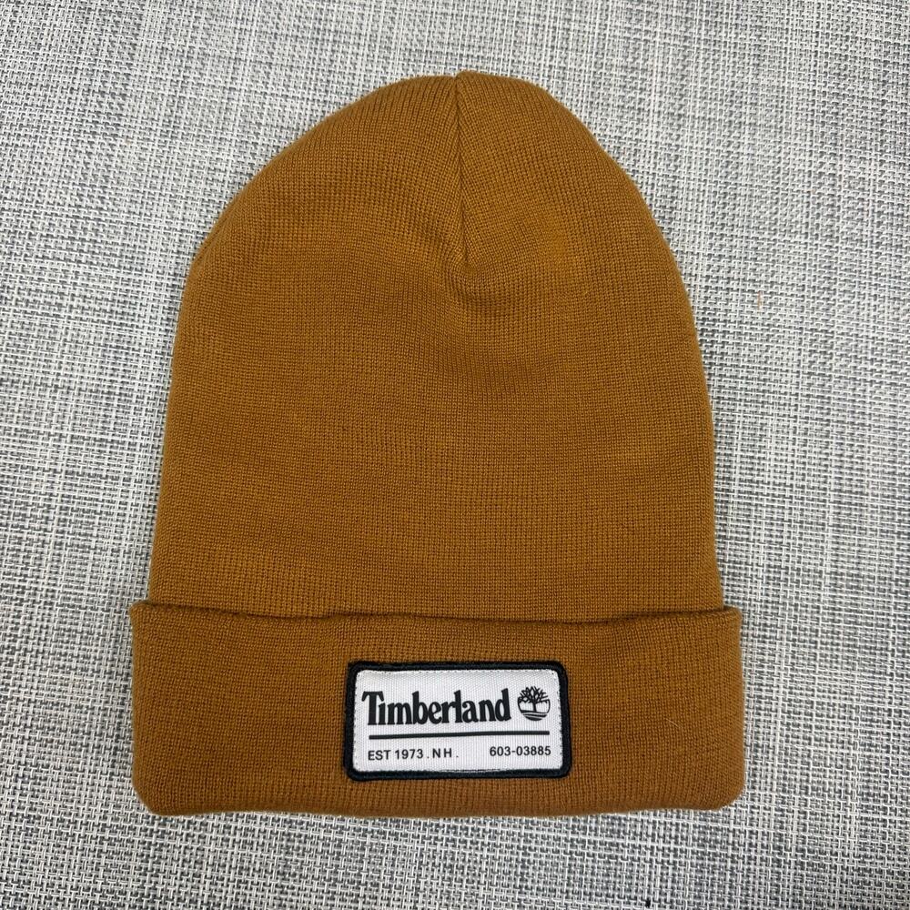 Timberland Beanie Winter Knit Hat One Size Adult Men Women Camel Brown